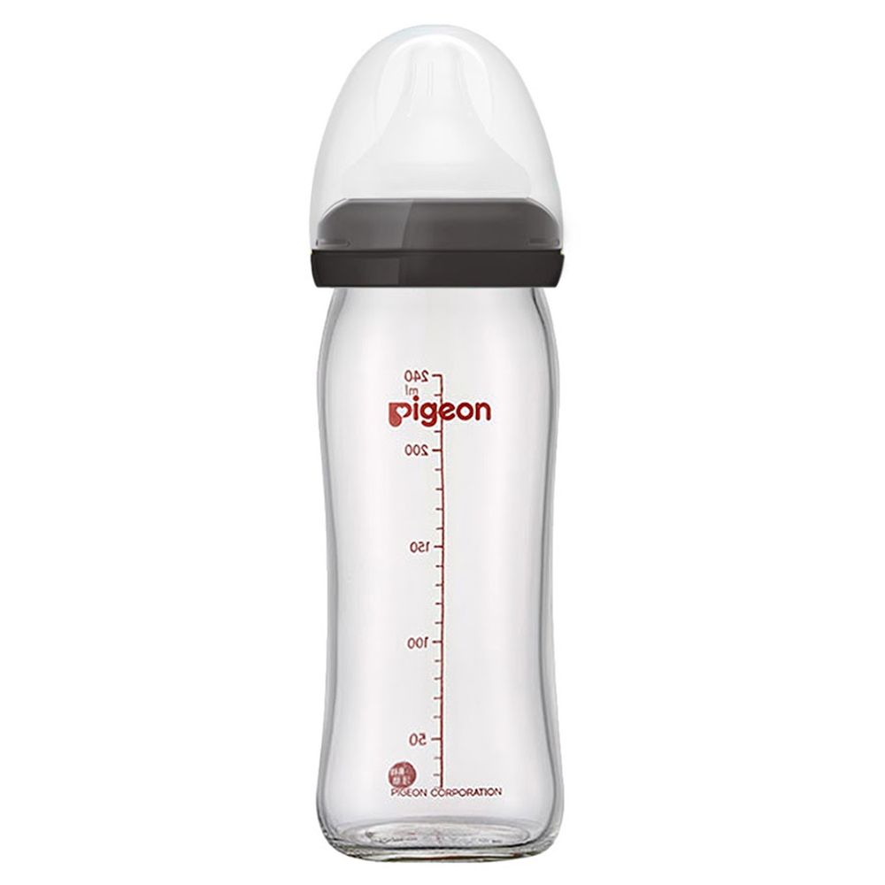 貝親 Pigeon - 母乳實感寬口玻璃奶瓶【曜石黑240ml】