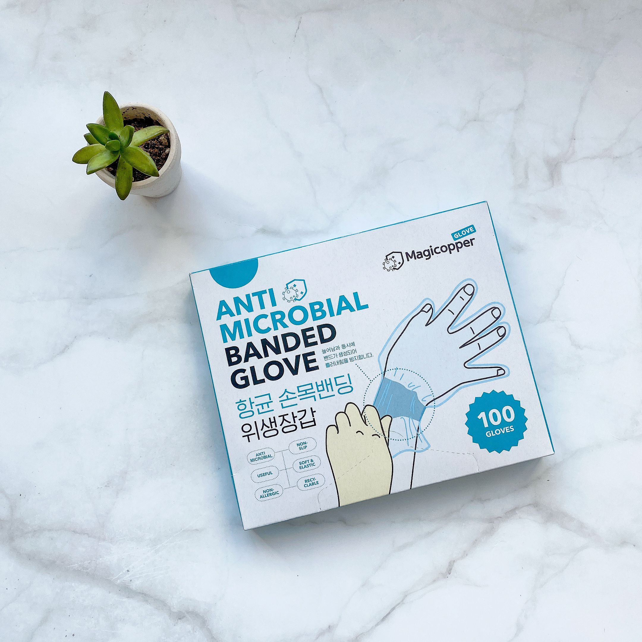 STYLISH 史戴利 - 無限手套 Antimicrobial Banded Glove 銅離子抗菌包覆型PE食品級手套- 韓國原裝進口 | 100 GLOVES-100入/盒