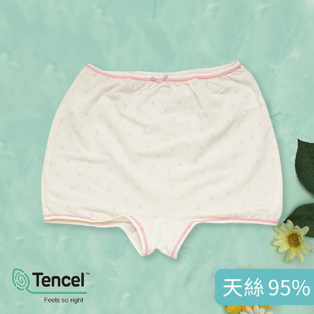 Annypepe - 女童95%天絲夢幻小花四角褲-淡黃色 (110-150cm)