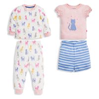 英國 JoJo Maman BeBe - 超優質嬰幼兒/兒童春夏100%純棉短袖家居服/睡衣2套組-貓的世界