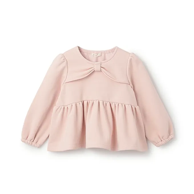 日本 Lycee mine - 胸前蝴蝶結領荷葉上衣-粉紅