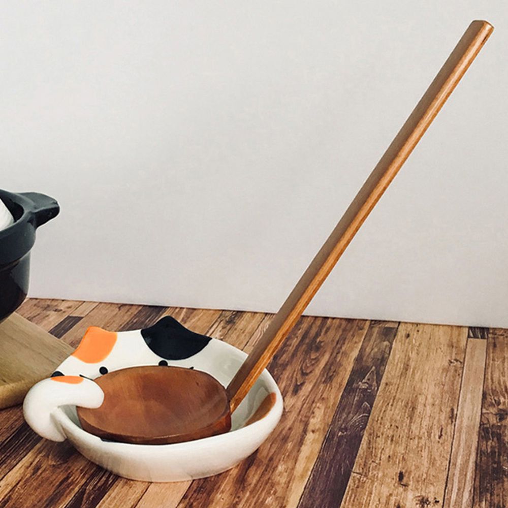 日本霜山 - 貓咪造型陶瓷彩釉碟型鍋勺/湯勺架