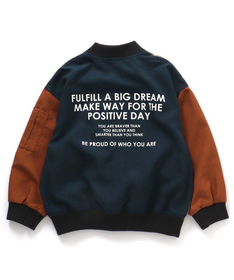 日本 BREEZE - 背後標語帥氣MA-1飛行夾克-焦糖豹紋