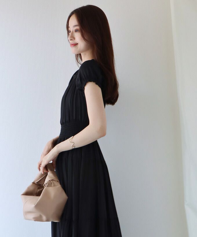 日本 BLUE EAST - 絕美平口縮腰泡泡袖洋裝-碎花-藍