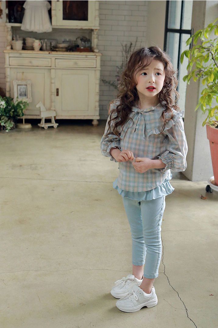 韓國 PuellaFLO - (剩7號)蝴蝶結蛋糕裙長褲-淺藍