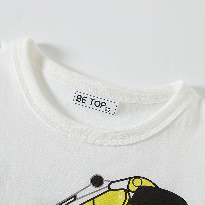 BE TOP - 純棉短袖上衣-科技挖掘機-藍色