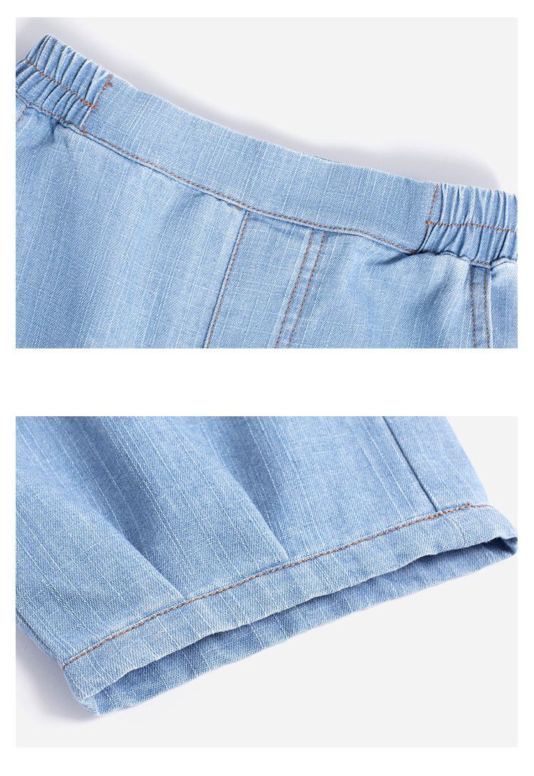 寬鬆休閒牛仔長褲-淺藍色