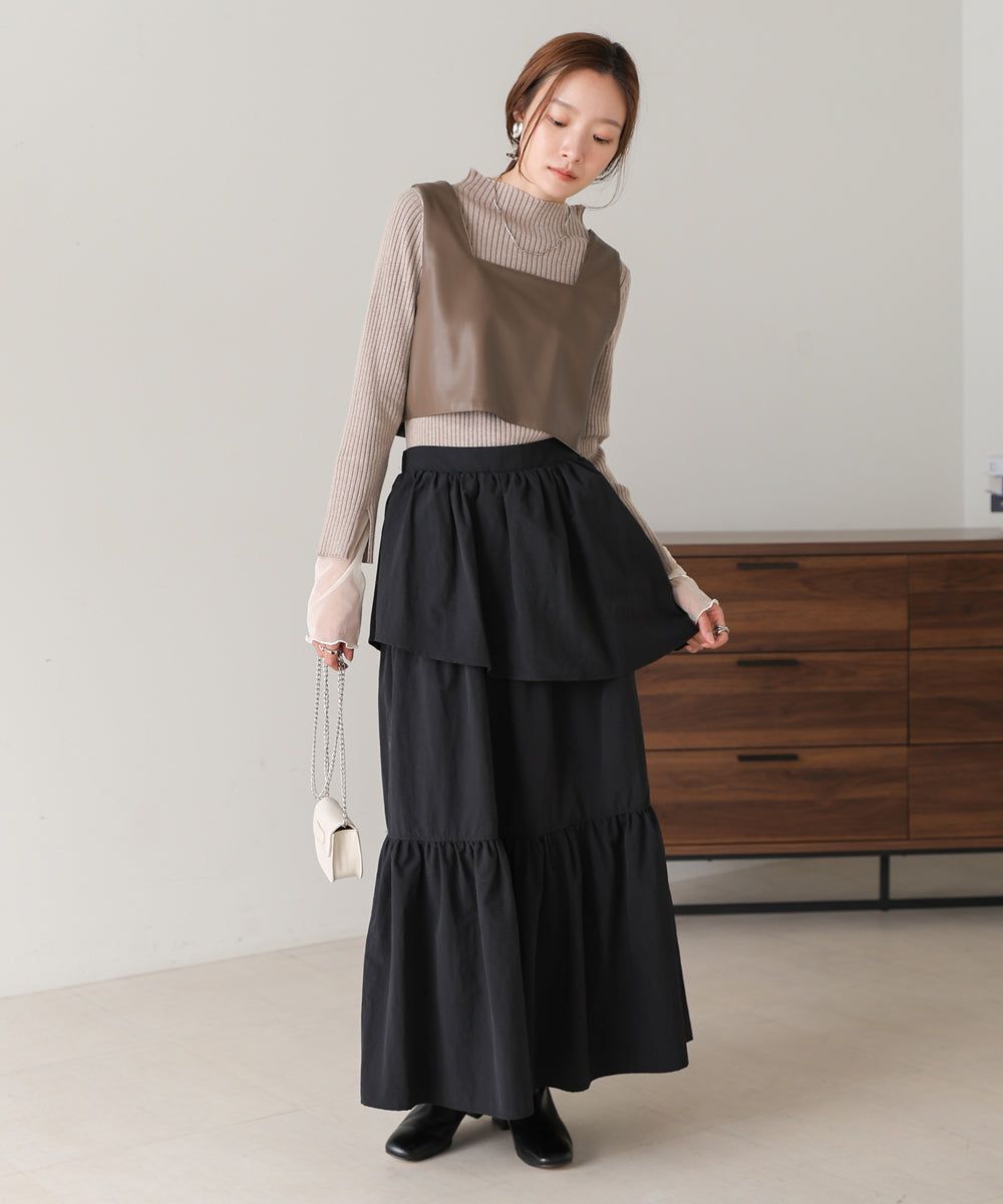 日本 Bab - 成熟可愛立體縐褶蛋糕長裙-米杏 (M)