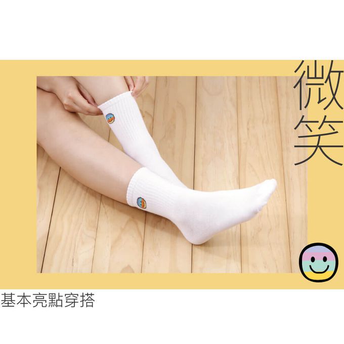 貝柔 Peilou - 貝柔抑菌消臭3/4長襪3入組-(微笑 / OOPS / NICE)-顏色隨機 (22-26cm)