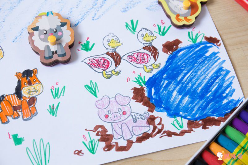 Crayola繪兒樂 - 早教創意啟蒙趣味蓋印塗鴉木拼圖-開心農場-【獨家送】Crayola質感收納袋