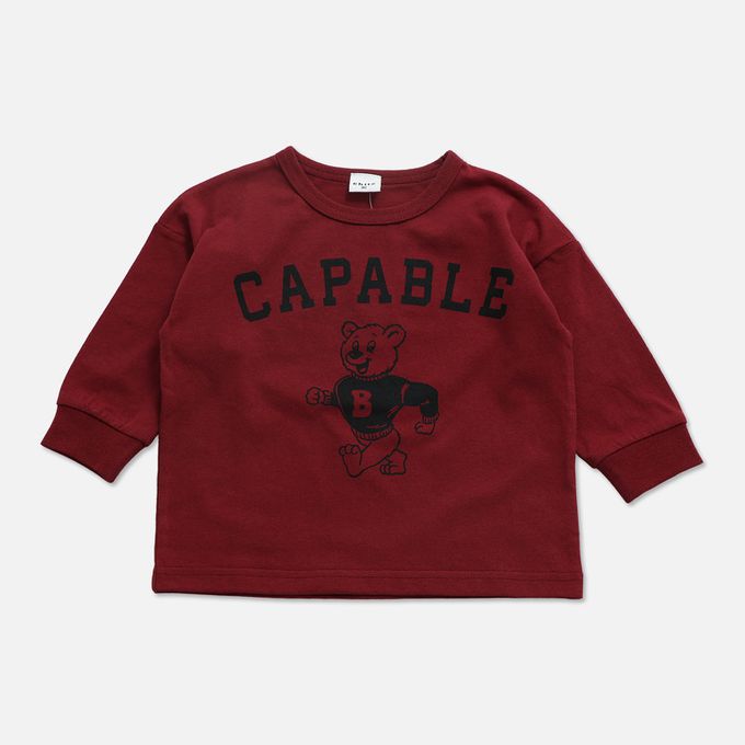 日本 Chil2 - 俏皮印花純棉薄長袖上衣-恐龍logo-奶油杏