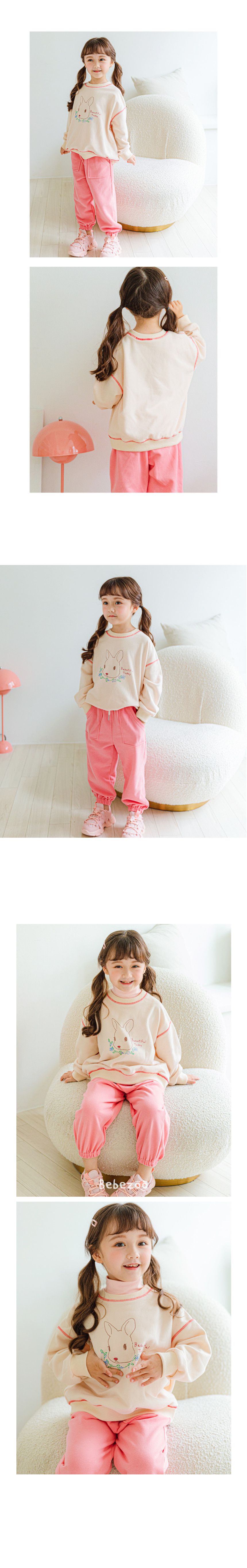 韓國 Bebezoo - 色線印花圓領長袖上衣-起司鼠