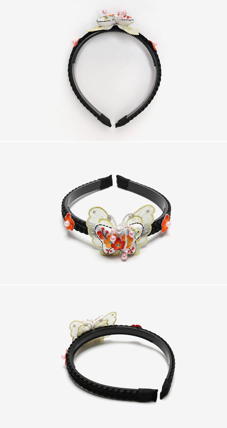 韓國 yedam - 韓服髮飾-刺繡蝴蝶髮箍-金黃