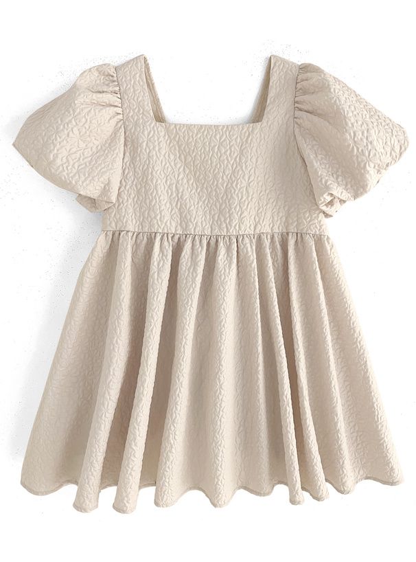 日本 GRL - 雲朵泡泡後扭結短版洋裝-奶茶杏