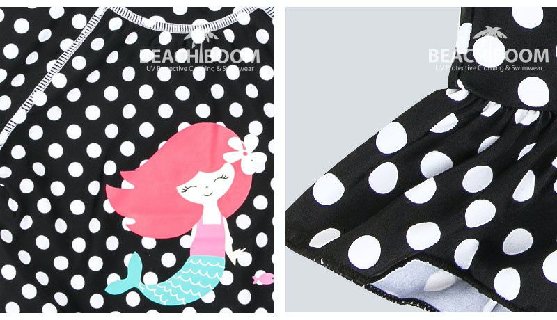 韓國 Beach Boom - UPF50+長袖泳裝/泳衣-點點美人魚