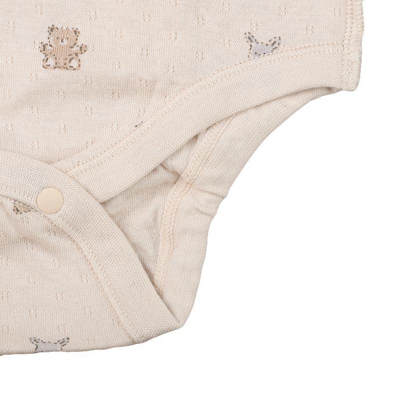 akachan honpo - 長袖套頭式包屁衣-鬆軟棉-卡其色