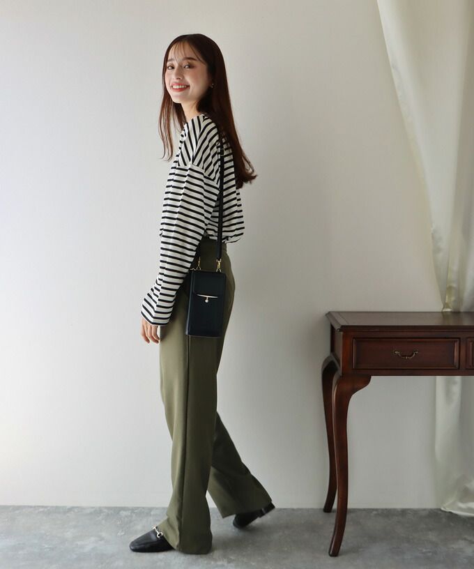 日本 BLUE EAST - 綁帶裝飾垂墜西裝長褲-軍綠