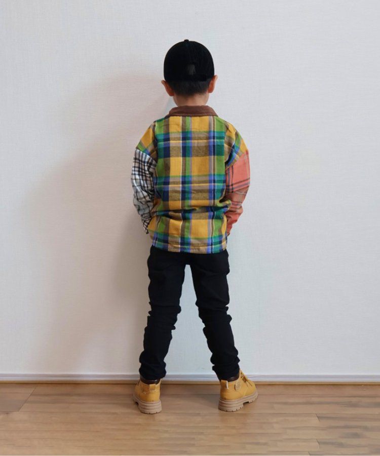 日本 BREEZE - [推薦]定番彈力鬆緊合身長褲-藍綠格紋