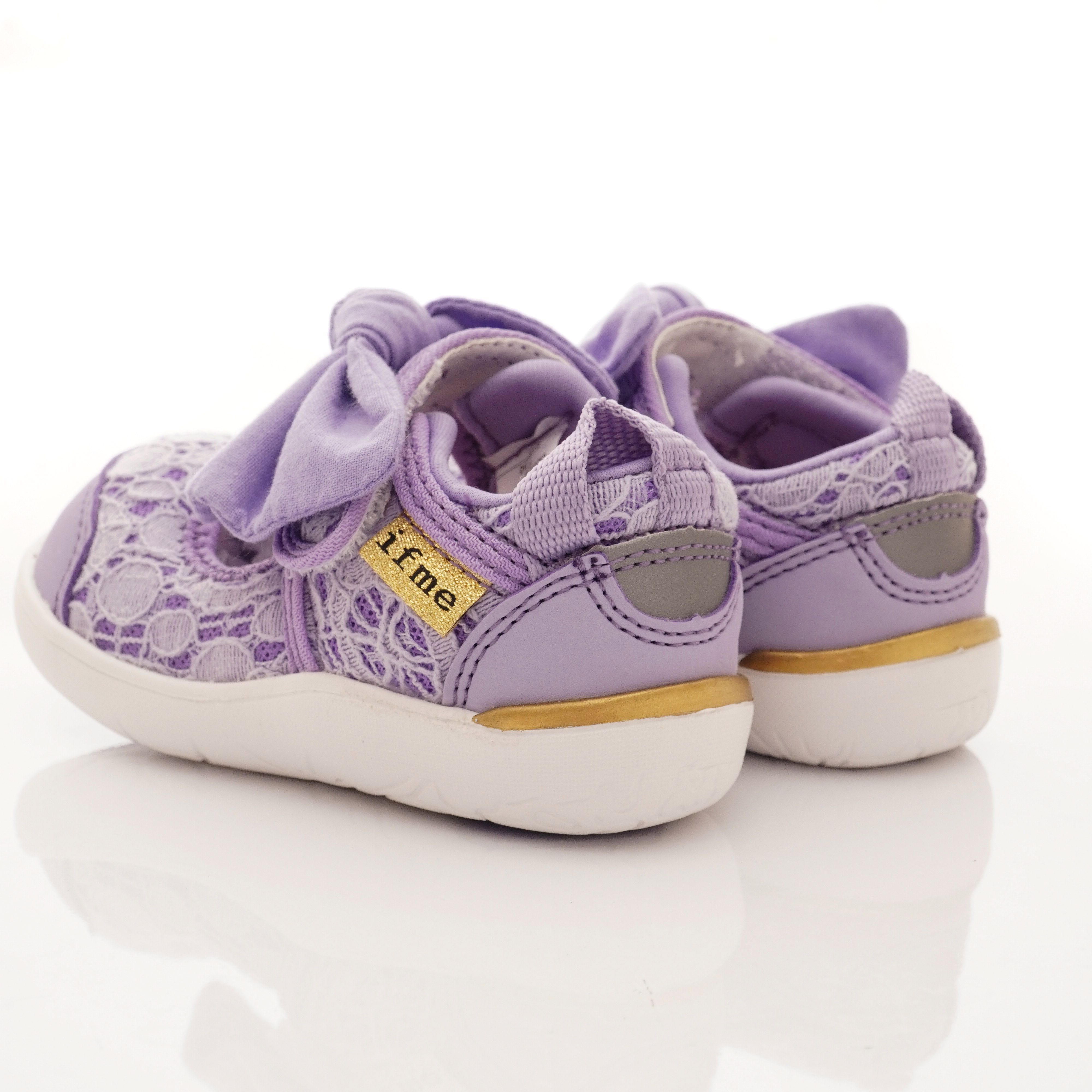 日本IFME - 機能童鞋-蕾絲蝴蝶結娃娃鞋(學步段)-紫