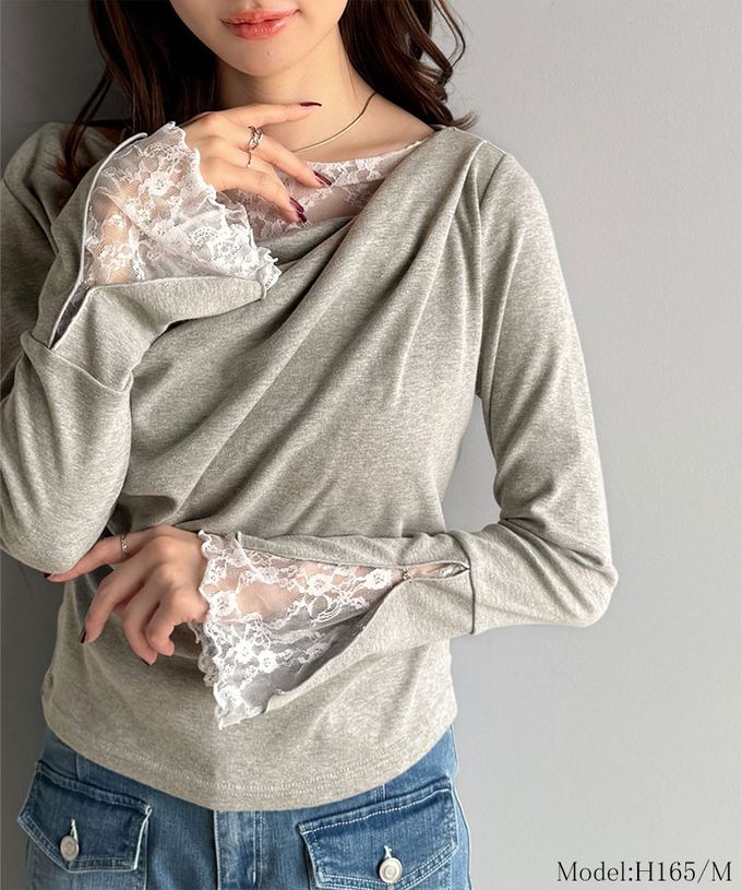 日本 Classical Elf - 蕾絲皺摺美型喇叭袖上衣-象牙