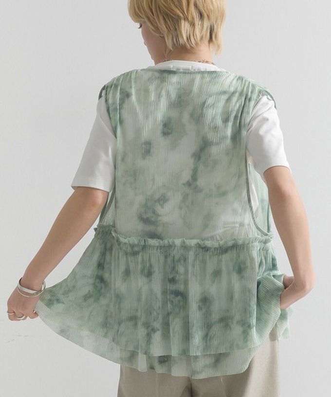 日本 le colis - 仙氣薄紗層次穿搭背心(腰抽繩)-暈染紫