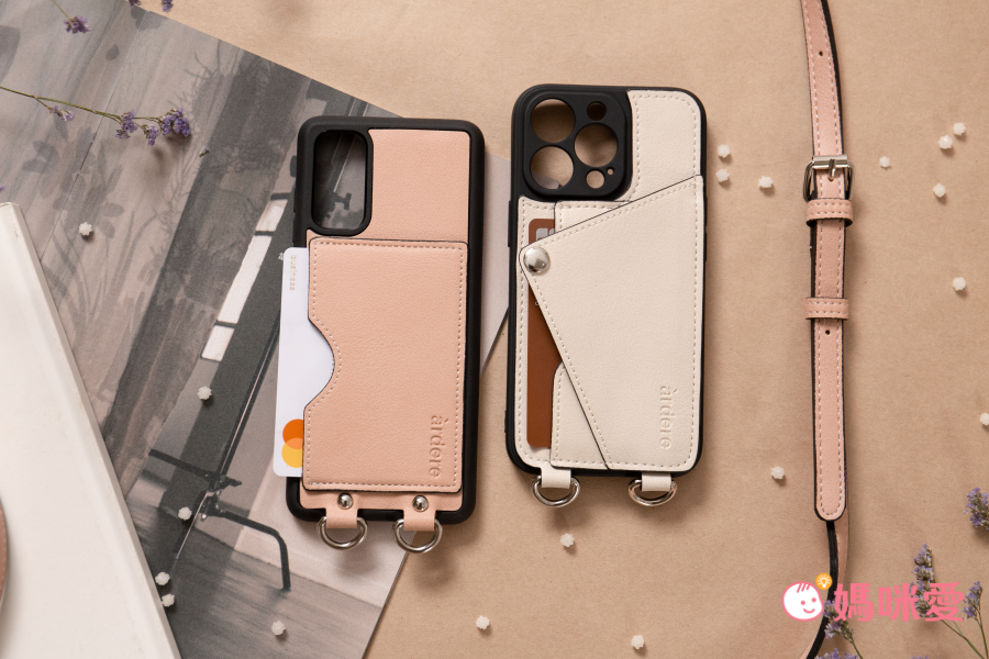 韓國 ARDERE - 附卡夾背繩防摔手機殼-薰衣紫