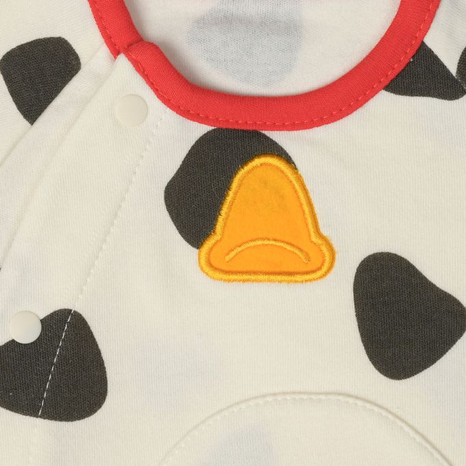 akachan honpo - 長袖造型連身衣-附帽子 牛-米白色 (50~60cm)