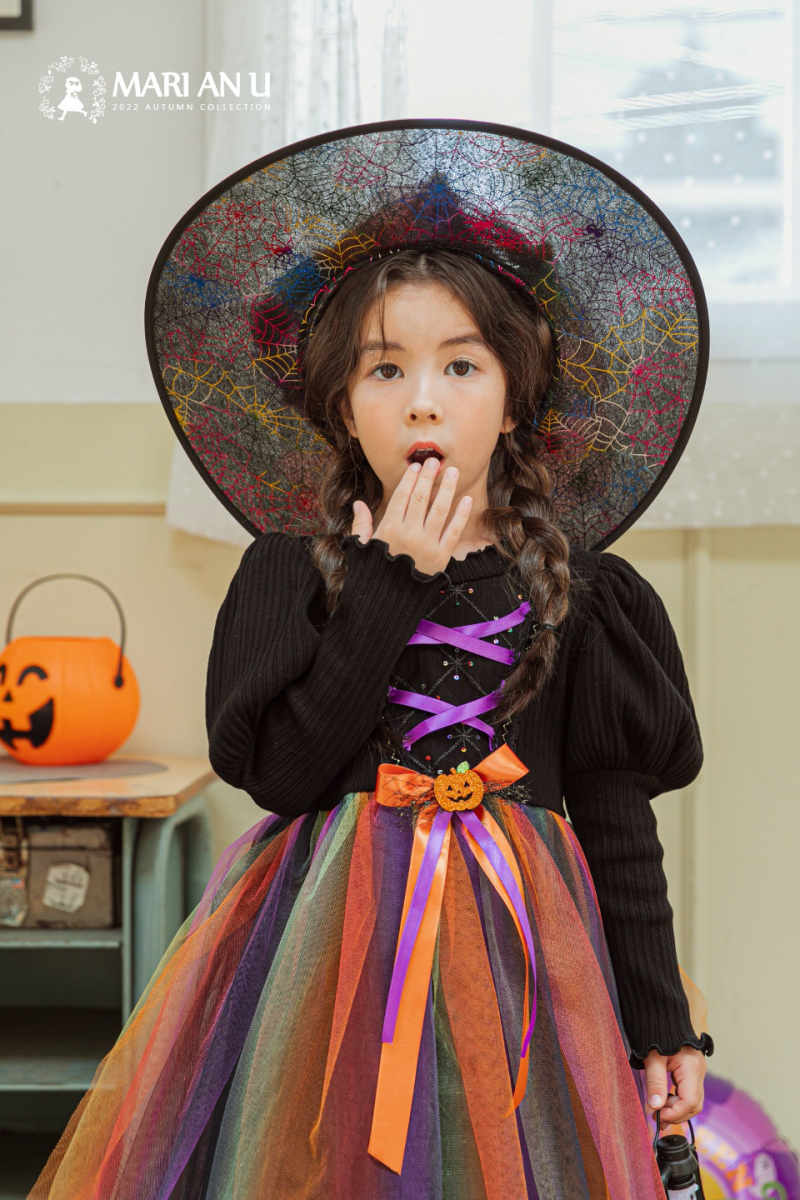 韓國 Mari an u - 萬聖節多彩網紗魔女洋裝