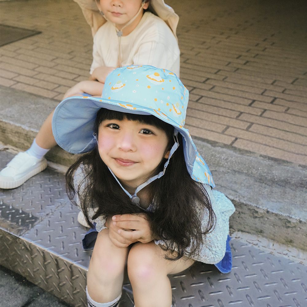Brille Brille 頸部防護兒童防曬帽(加長型)-企鵝芒果冰-禮盒包裝、頭圍46-56cm (3-10歲)