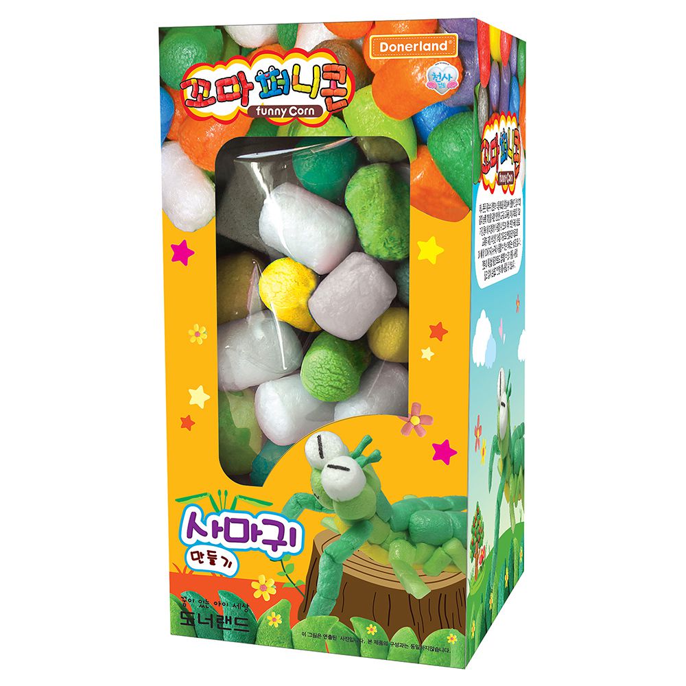 魔法迷您玉米黏土-螳螂-工具刀*1+吸水海棉墊*1+盒裝背面附有教學說明