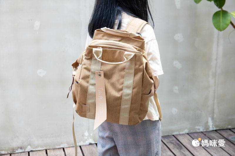 日本 Nicott - Take me 文青風輕量大開口多功能後背包/媽媽包-高原綠 (36x24x14.5cm)