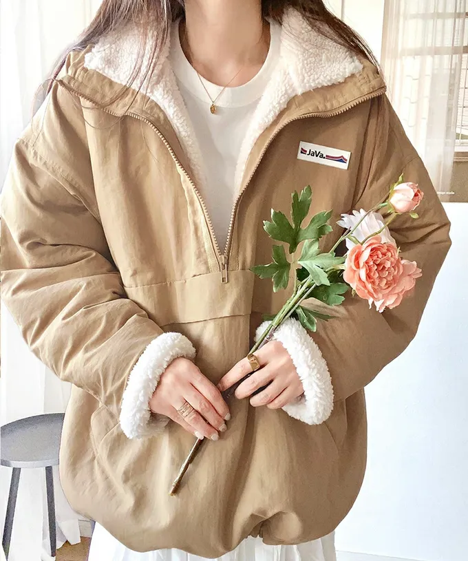 日本 Classical Elf - 山系雙面穿毛絨寬版長袖上衣-黑