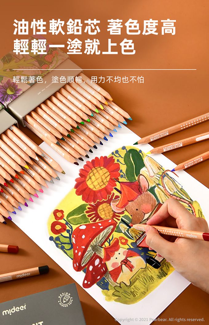 MiDeer - 創意三角色鉛筆(24色) (贈雙孔卷筆刀1個(顏色隨機))