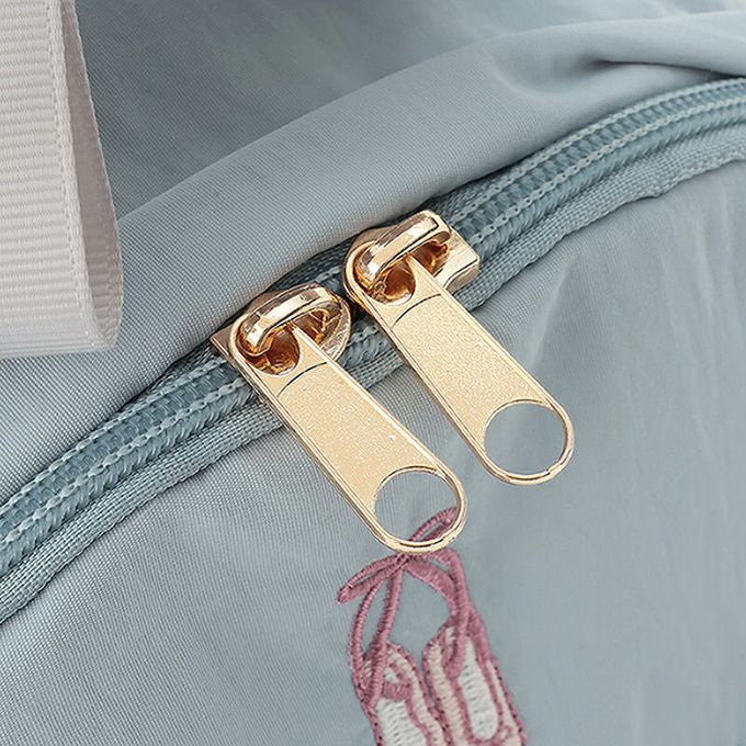 日本 petit main - 夢幻荷葉邊刺繡後背包／書包-粉紅-F (30x20x10cm)