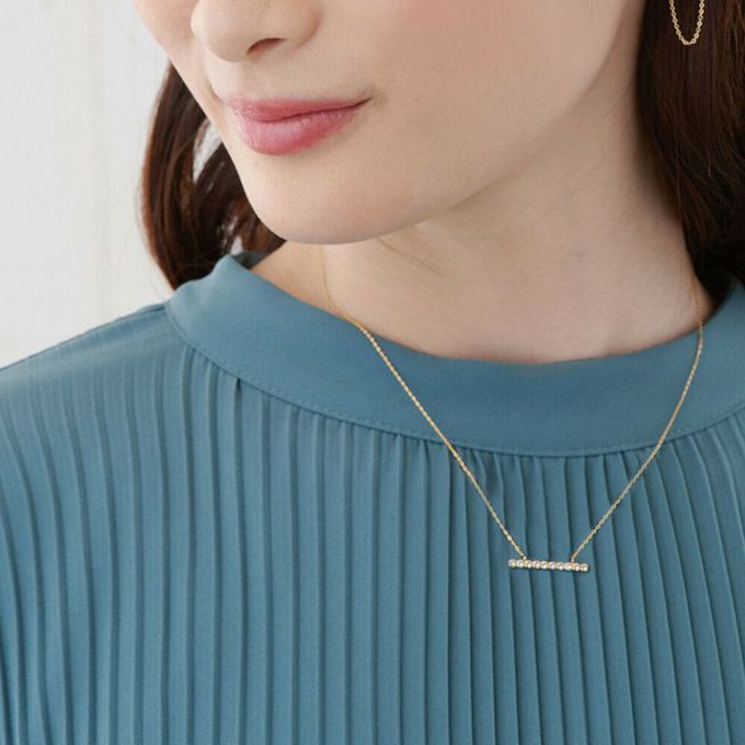 日本 Melody Accessory - 日本製 優雅橫式水鑽氣質款項鍊