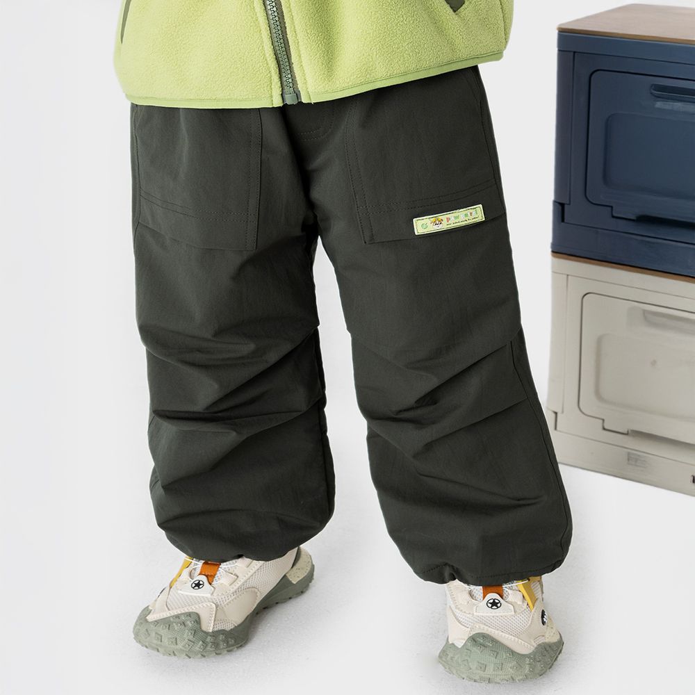 卡通汪汪隊加絨工裝直筒褲-卡通人物小礫-軍綠