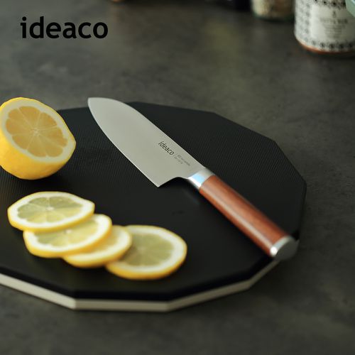 日本IDEACO - 木質風握柄鉬釩鋼三德刀(125mm)-櫻桃木紋柄