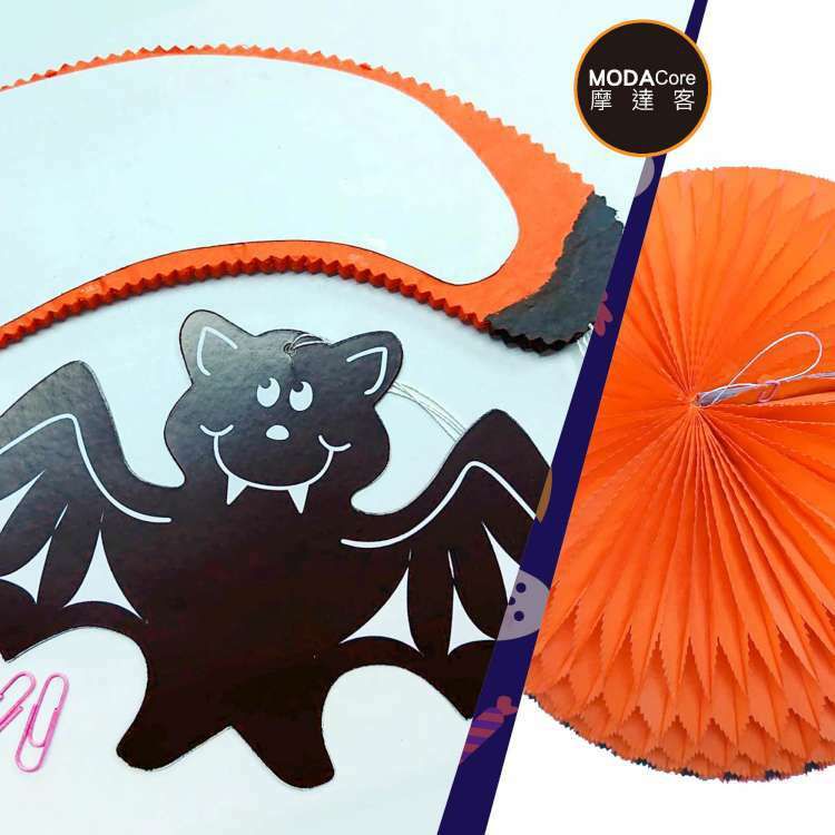 MODACore 摩達客 - ★萬聖節派對★蝙蝠橘黑降落傘造型掛飾吊飾兩入組_佈置裝飾 (長約66CM 寬約40CM)