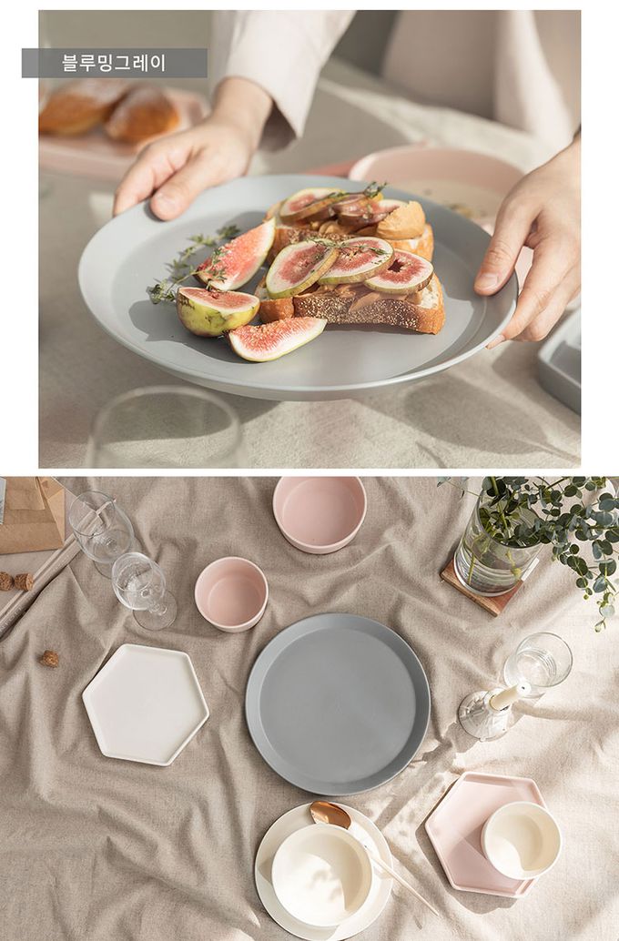 韓國 SSUEIM - Mariebel系列莫蘭迪陶瓷淺盤25cm(灰色)