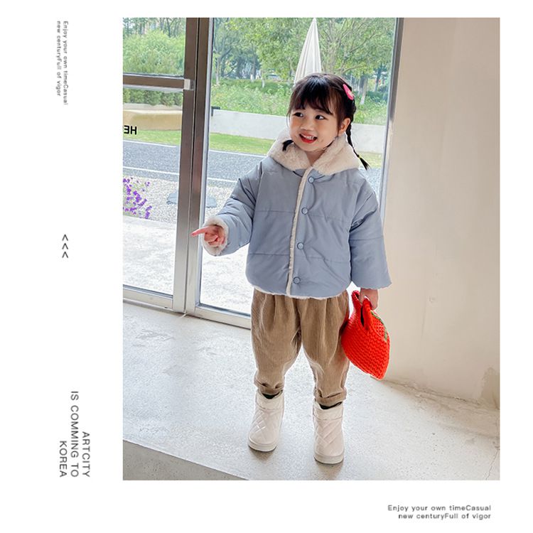 加絨加厚造型連帽鋪棉外套-毛茸茸熊熊-粉色