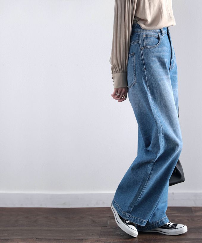 日本 Classical Elf - 熱銷必收！純棉厚磅顯瘦美腳寬褲-海軍藍