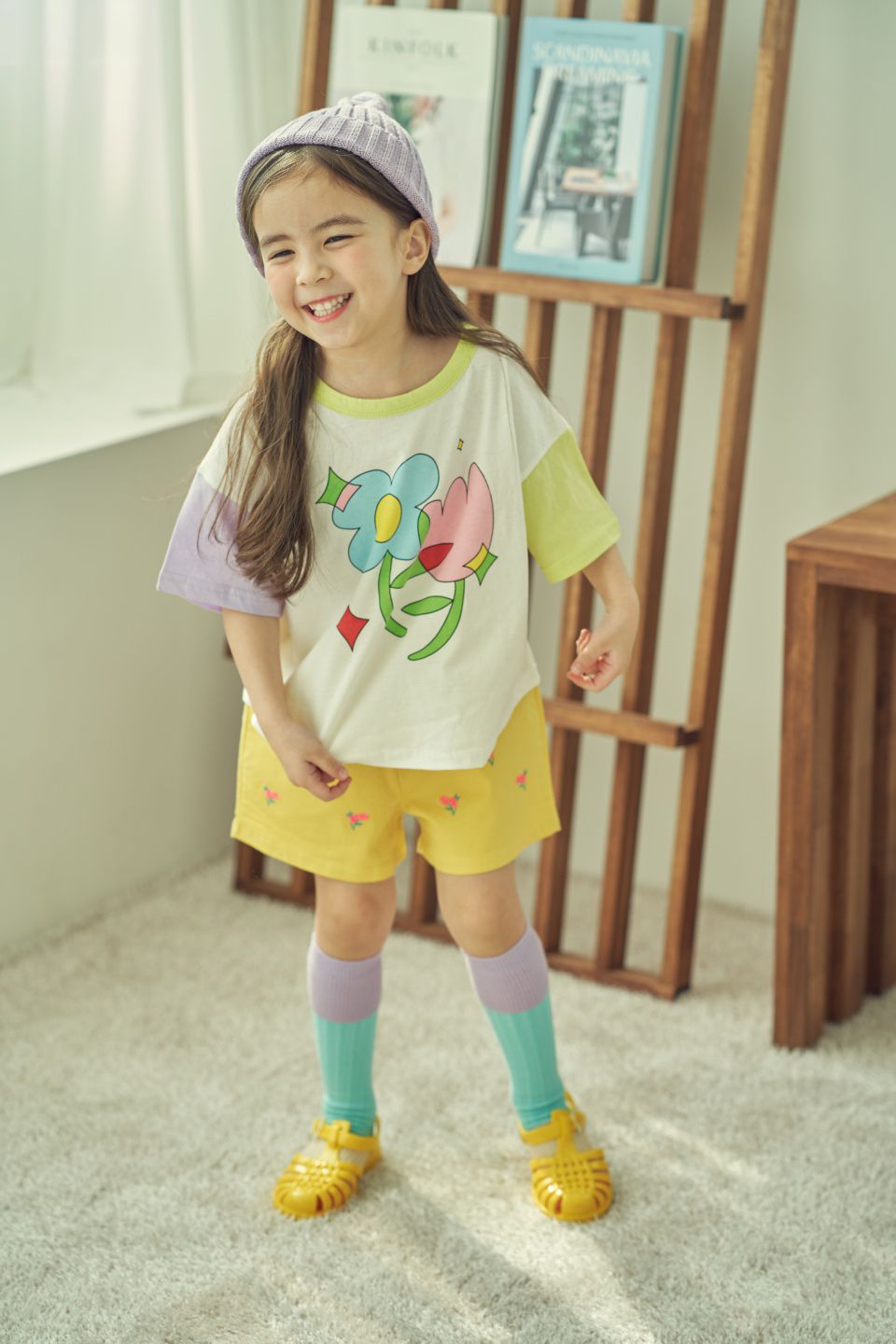 韓國 Mimico - 鬱金香花朵拼色T