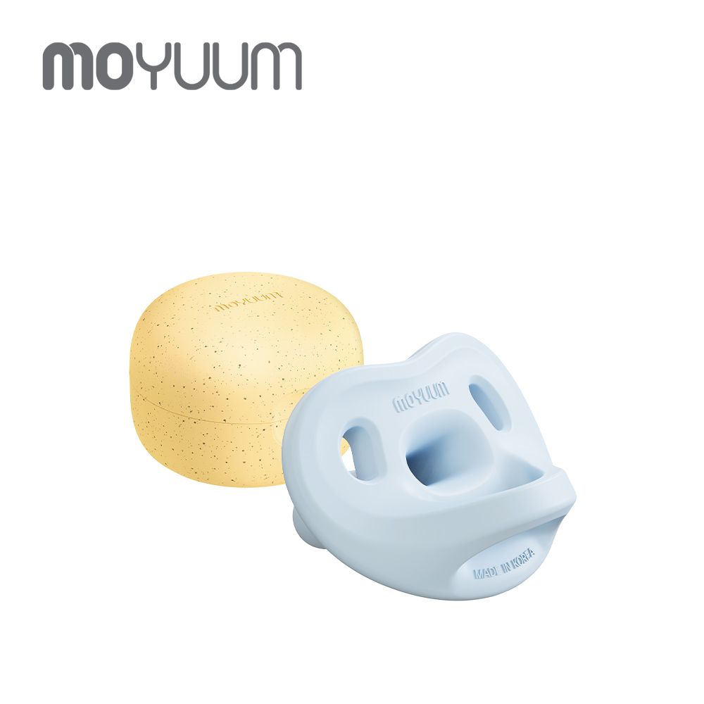 韓國 Moyuum - 全矽膠微笑奶嘴收納盒組-棉花糖藍-0~3M