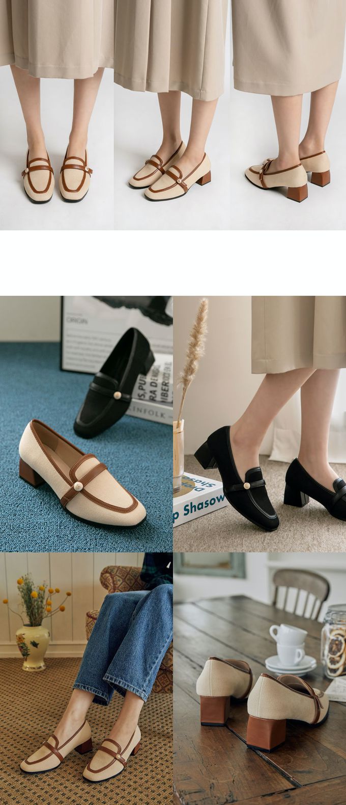 韓國 PINKELEPHANT - 圓形金釦點綴樂福鞋(5cm)-黑