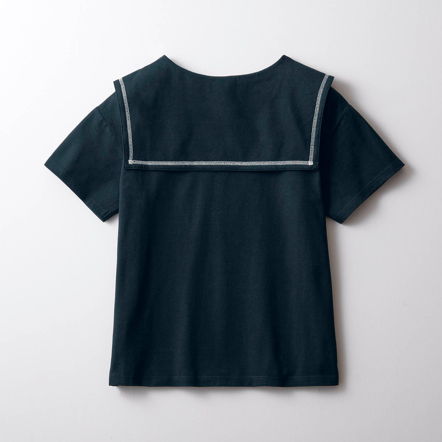 日本 Papel lapiz - 水手領潔淨感短袖上衣-黑