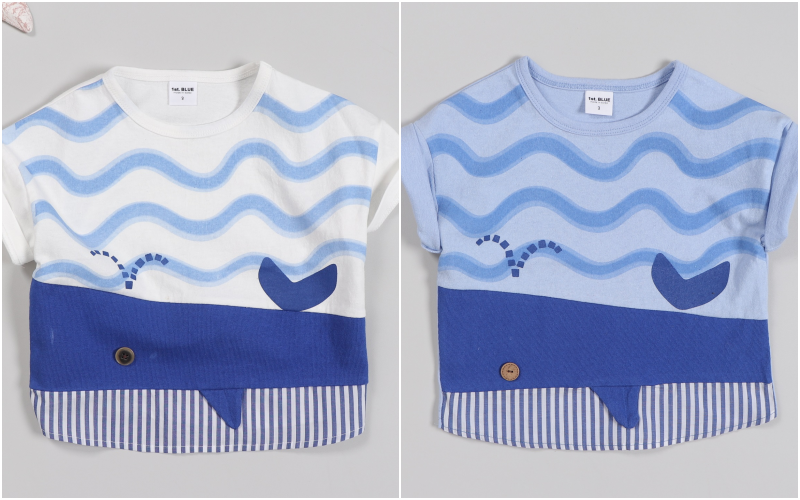 韓國 First Blue - 大海鯨魚T-白