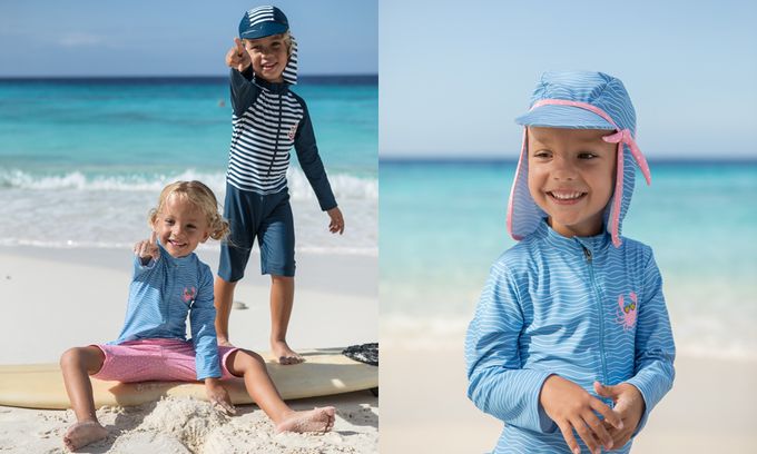 德國Playshoes - 抗UV長袖防曬防寒兒童連身泳裝-螃蟹