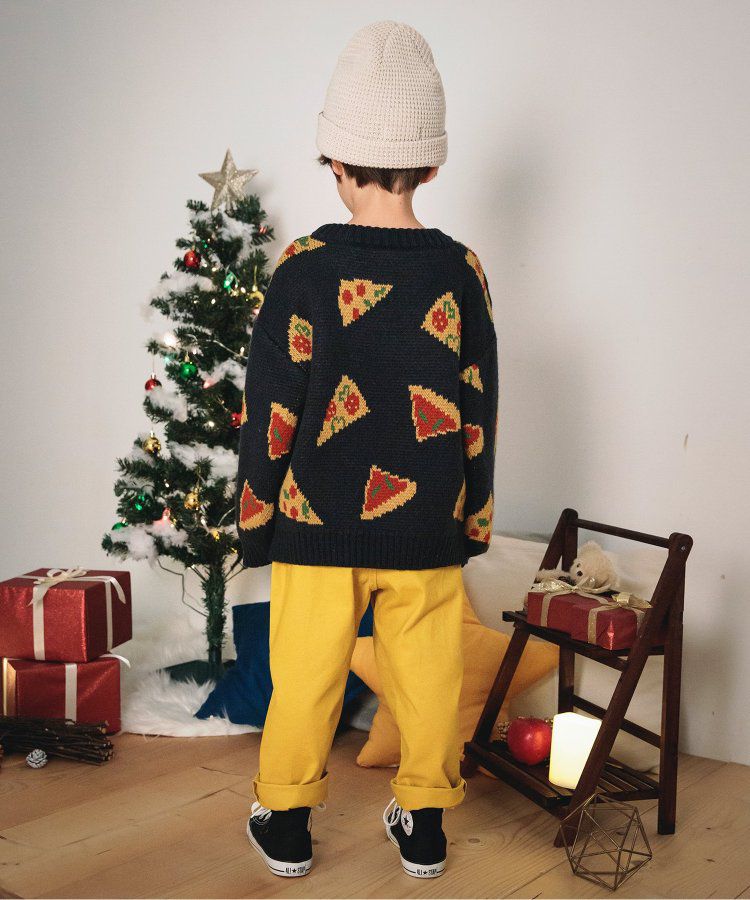 日本 BREEZE - 童趣印花柔軟針織毛衣-微笑-黑