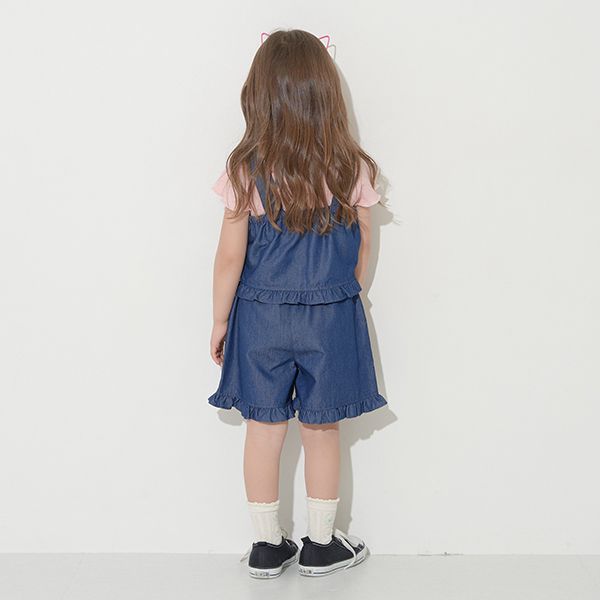 日本 Lycee mine - 甜美又帥氣荷葉短褲套裝-水藍