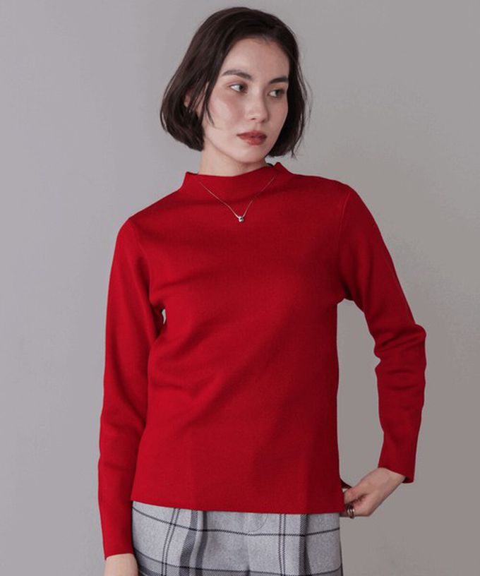 日本 Bab - 俐落感簡潔小立領針織上衣-杏x黃條紋